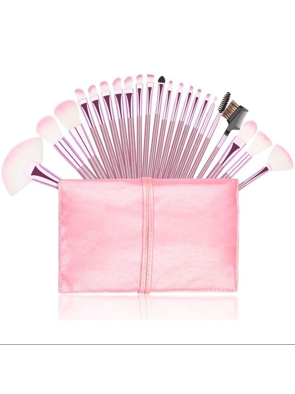 New - 22Pcs Premium, Soft Bristles Pink Makeup Brush Set With Case